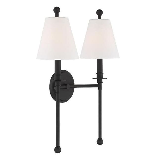 Crystorama Riverdale Black Forged 2 Light Wall Sconce RIV-383-BF - Wall Sconce