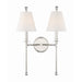 Crystorama Riverdale Polished Nickel 2 Light Wall Sconce RIV-383-PN - Wall Sconces