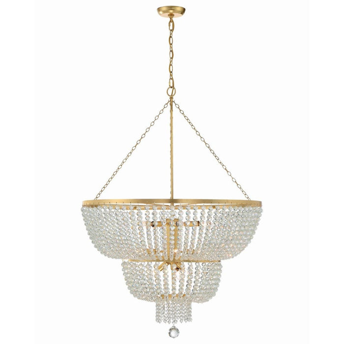 Crystorama Rylee Antique Gold 12 Light Chandelier 612-GA - Chandeliers