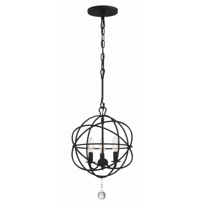 Crystorama Solaris Black 3 Light Mini-Chandelier 9225-BK - Mini-Chandeliers