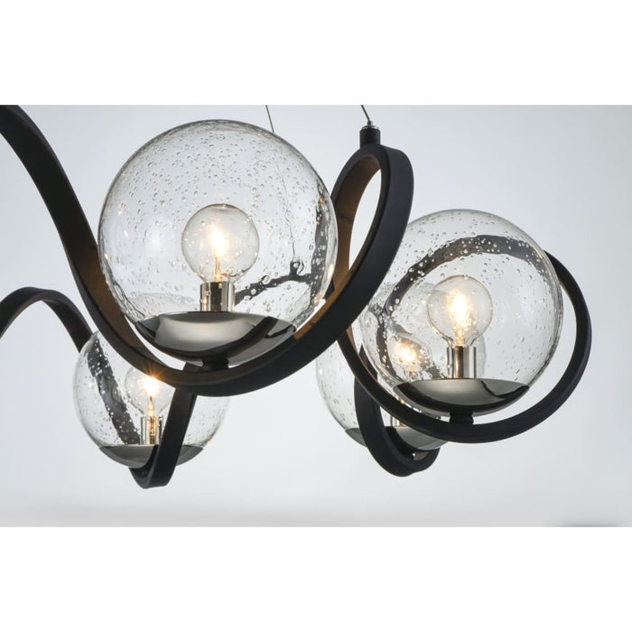 Curlicue Black / Polished Nickel Multi-Light Pendant - Pendants