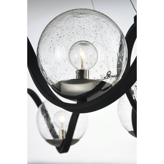 Curlicue Black / Polished Nickel Multi-Light Pendant - Pendants