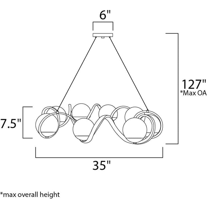 Curlicue Black / Polished Nickel Multi-Light Pendant - Pendants