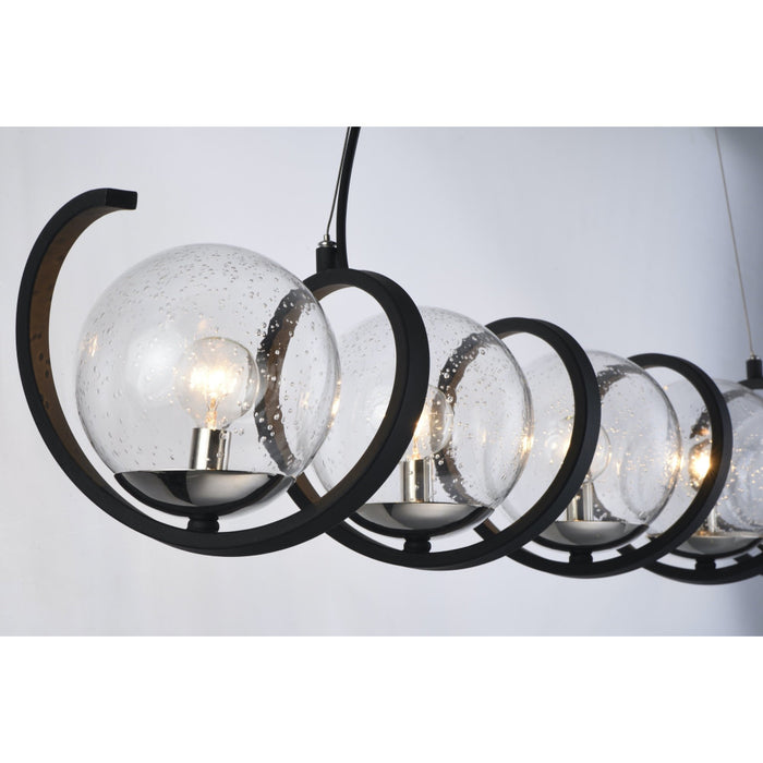 Curlicue Black / Polished Nickel Multi-Light Pendant - Pendants