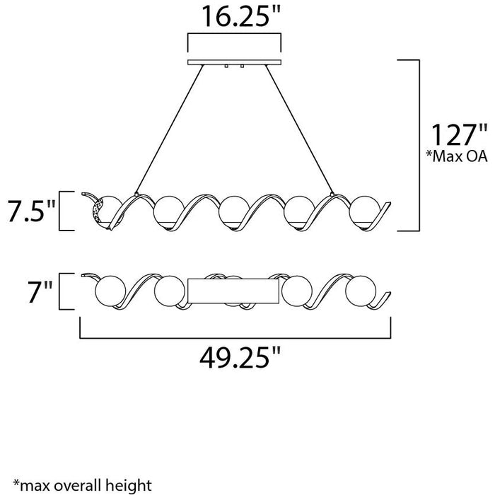 Curlicue Black / Polished Nickel Multi-Light Pendant - Pendants