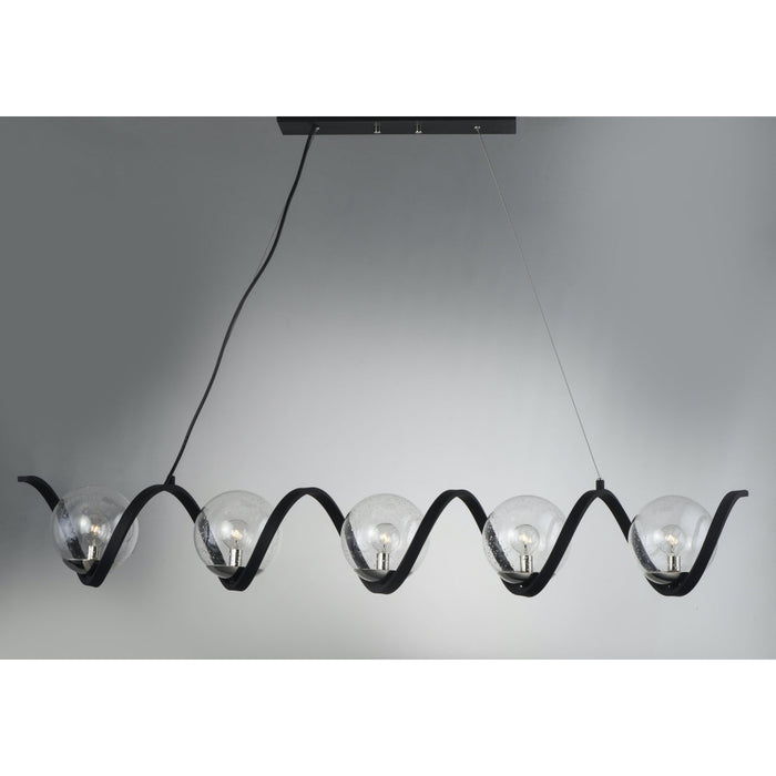 Curlicue Black / Polished Nickel Multi-Light Pendant - Pendants