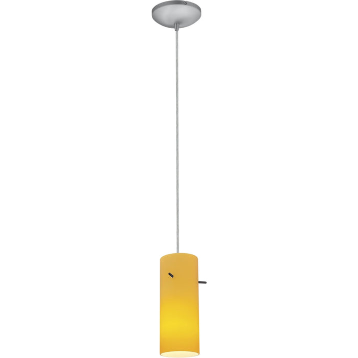 Cylinder Brushed Steel Pendant - Pendants