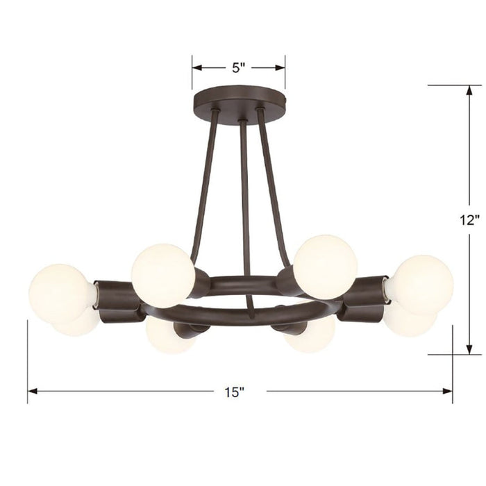 Dakota 8 Light Charcoal Bronze Ceiling Mount - Semi-Flushmounts