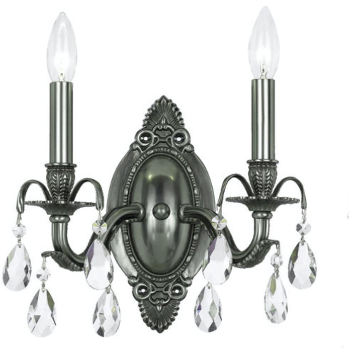 Dawson 2 Light Swarovski Strass Crystal Pewter Sconce - Wall Sconce
