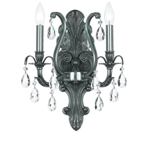 Dawson 2 Light Swarovski Strass Crystal Pewter Sconce - Wall Sconce