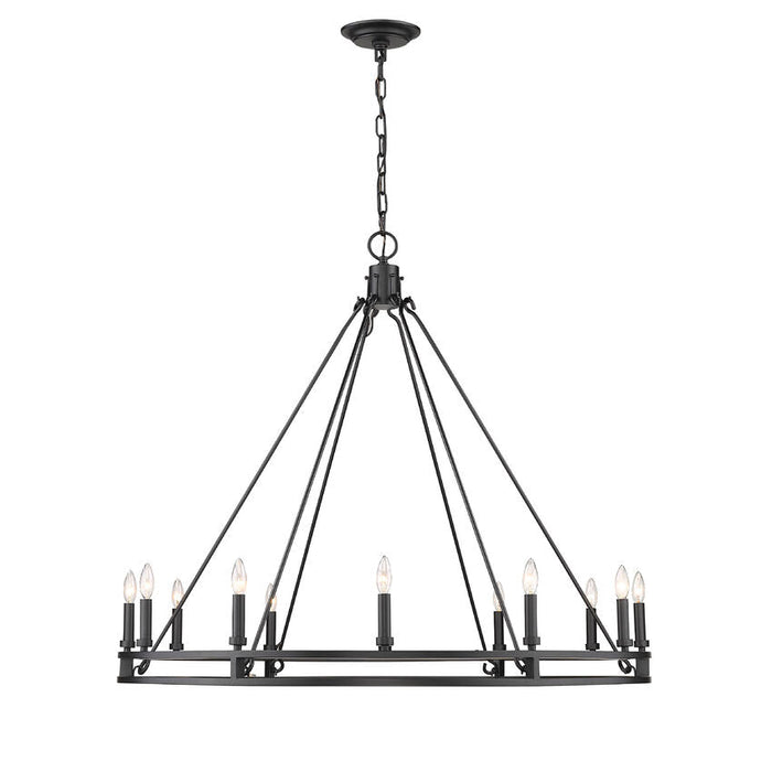 Dennison Matte Black 12 Light Chandelier - Chandeliers