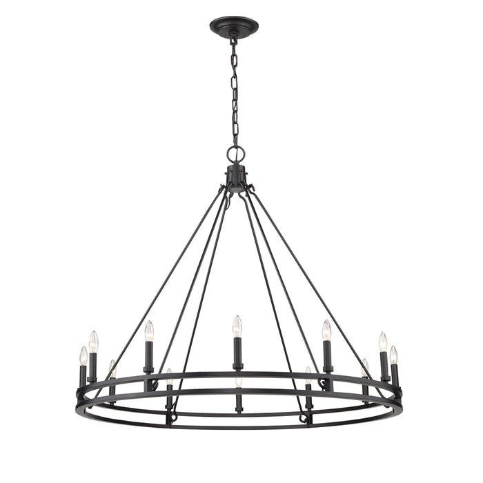 Dennison Matte Black 12 Light Chandelier | theLightShop