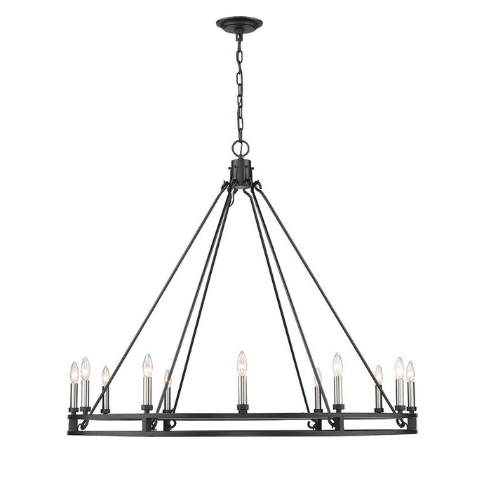 Dennison Matte Black 12 Light Chandelier - Chandeliers