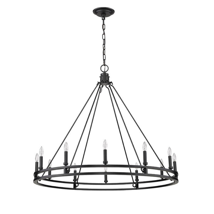 Dennison Matte Black 12 Light Chandelier - Chandeliers