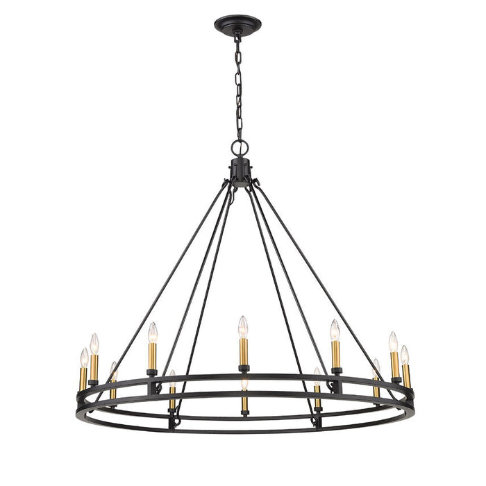 Dennison Matte Black 12 Light Chandelier - Chandeliers