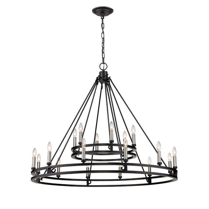 Dennison Matte Black 18 Light Chandelier - Chandeliers