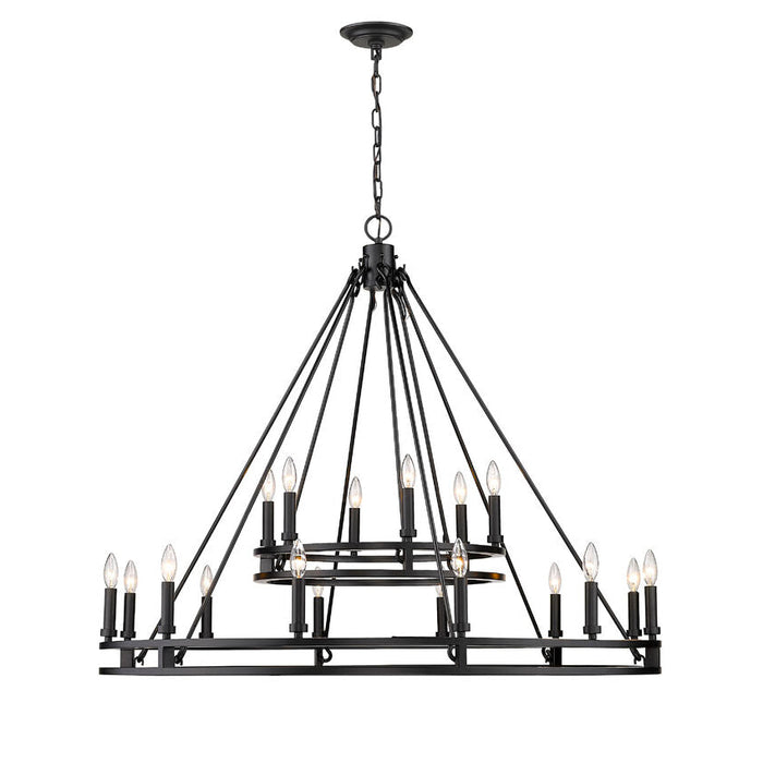 Dennison Matte Black 18 Light Chandelier - Chandeliers