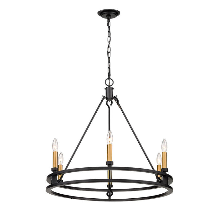 Dennison Matte Black 6 Light Chandelier - Chandeliers