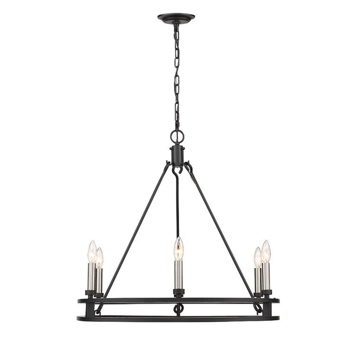 Dennison Matte Black 6 Light Chandelier - Chandeliers