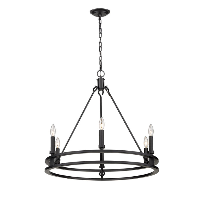 Dennison Matte Black 6 Light Chandelier | theLightShop