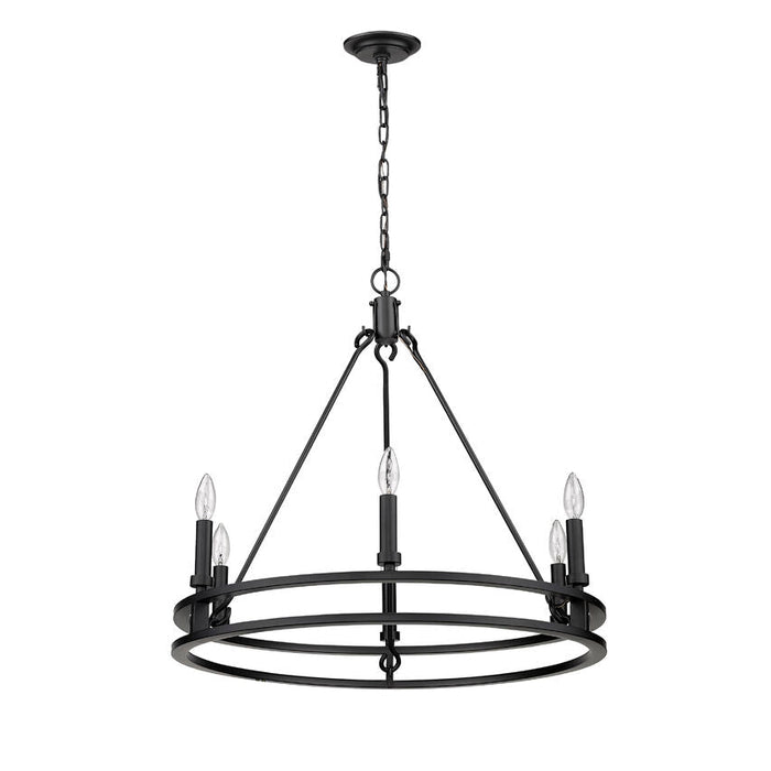 Dennison Matte Black 6 Light Chandelier - Chandeliers