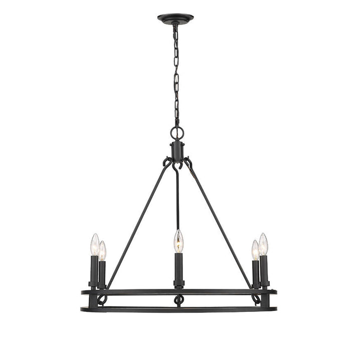 Dennison Matte Black 6 Light Chandelier - Chandeliers