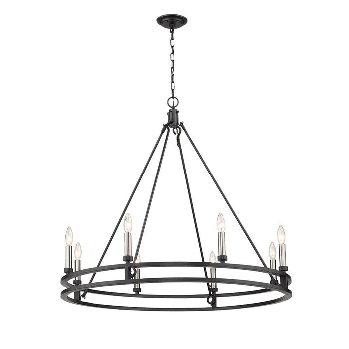 Dennison Matte Black 8 Light Chandelier - Chandeliers