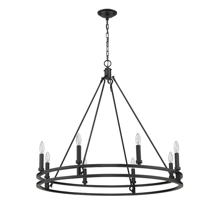 Dennison Matte Black 8 Light Chandelier - Chandeliers