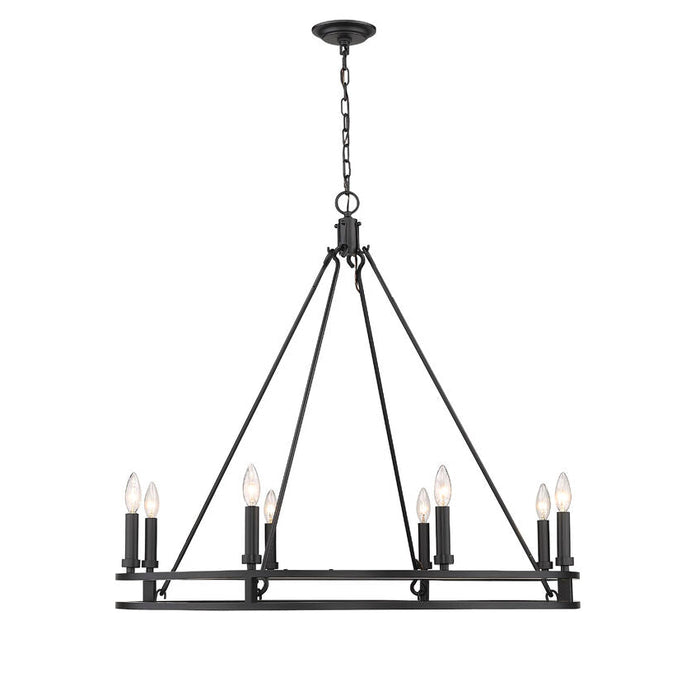 Dennison Matte Black 8 Light Chandelier - Chandeliers