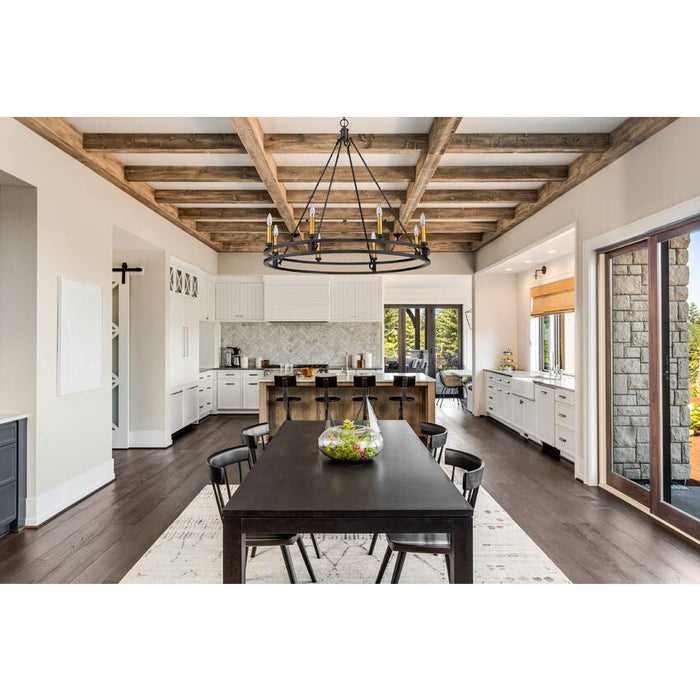 Dennison Matte Black 8 Light Chandelier - Chandeliers