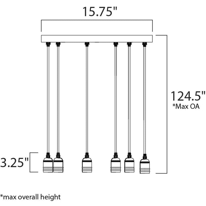 Early Electric Black / Antique Brass Multi-Light Pendant - Pendants