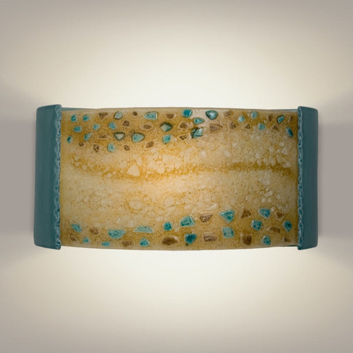 Ebb and Flow Teal Crackle and Multi Amber Wall Sconce - Wall Sconce