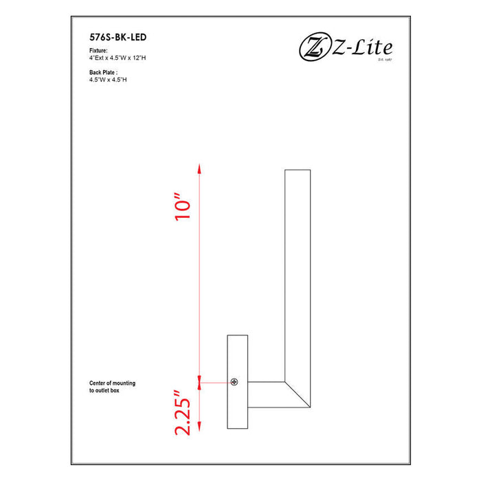 Edge Black LED Outdoor Wall Sconce 576S-BK-LED - Outdoor Wall Sconces
