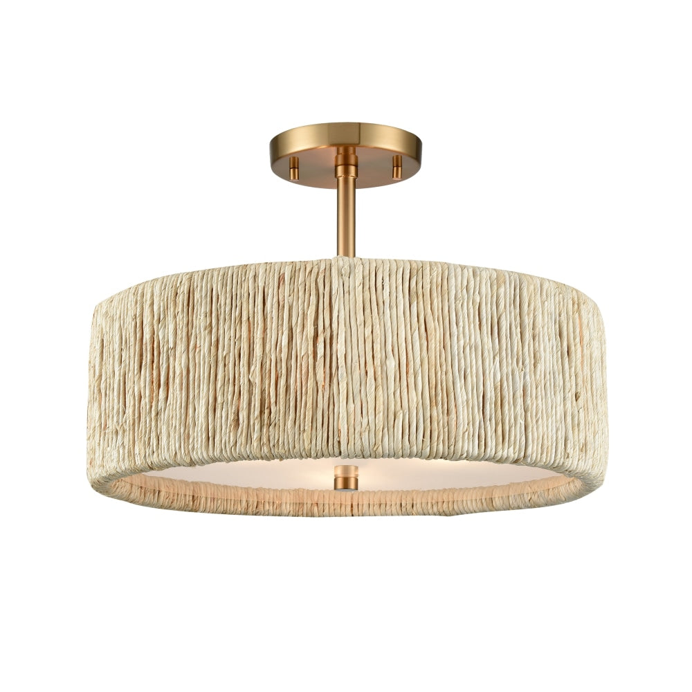 Elk Abaca Satin Brass 3 Light Semi-Flushmount 32469/3 - Semi-Flushmounts