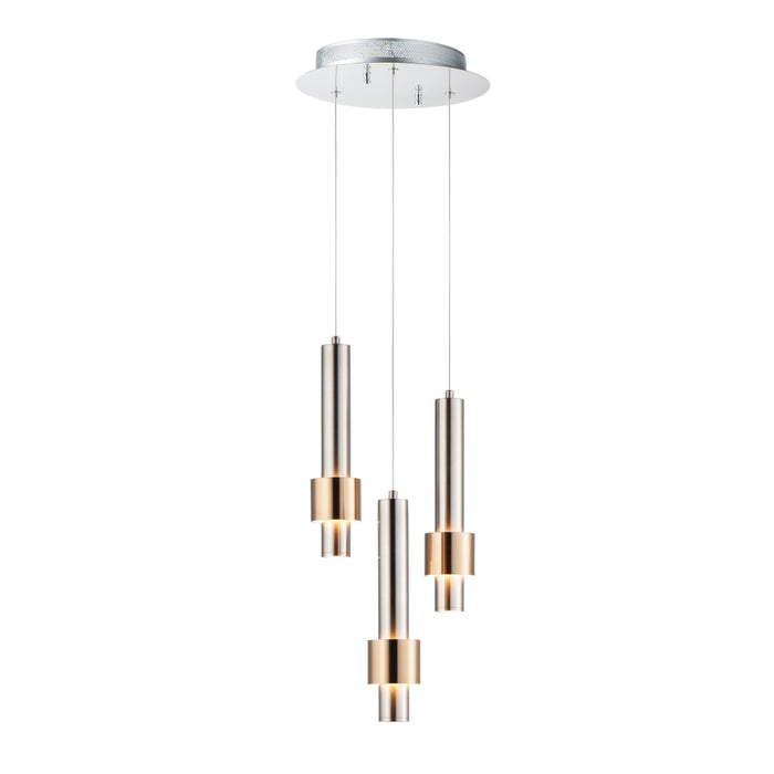 ET2 Reveal Satin Nickel Satin Brass 3 Light LED Pendant E24753-SNSBR