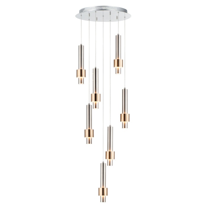 ET2 Reveal Satin Nickel Satin Brass 7 Light LED Pendant E24757-SNSBR
