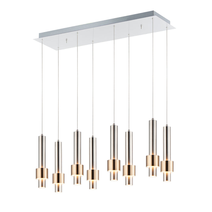 ET2 Reveal Satin Nickel Satin Brass 8 Light LED Pendant E24758-SNSBR