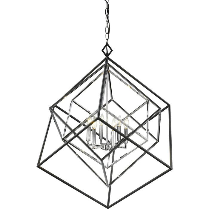 Euclid Chrome Matte Black Chandelier - Chandeliers