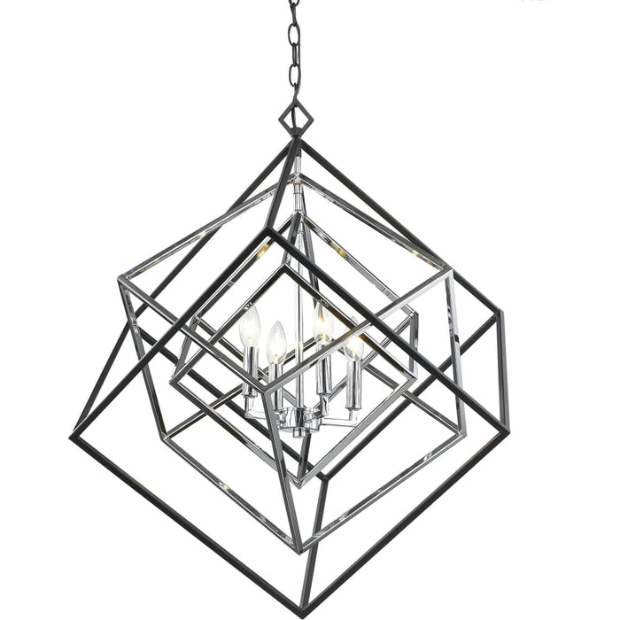 Euclid Chrome Matte Black Chandelier - Chandeliers