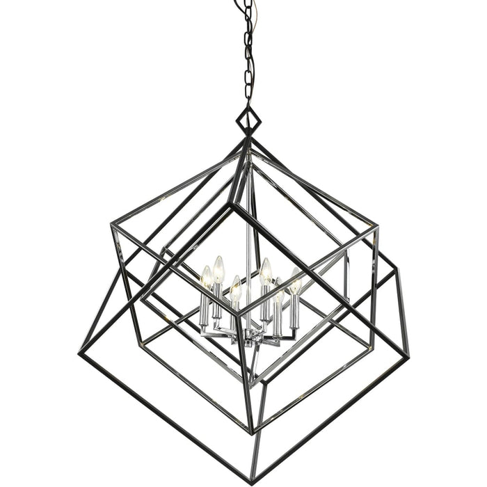 Euclid Chrome Matte Black Chandelier - Chandeliers