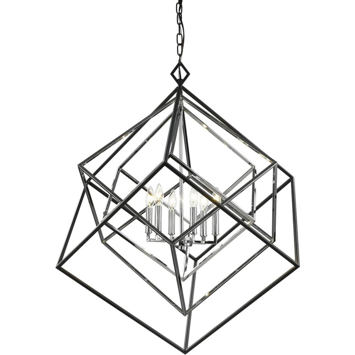 Euclid Chrome Matte Black Chandelier - Chandeliers