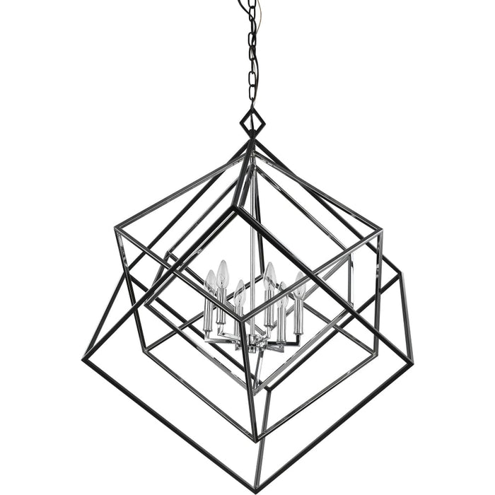 Euclid Chrome Matte Black Chandelier - Chandeliers
