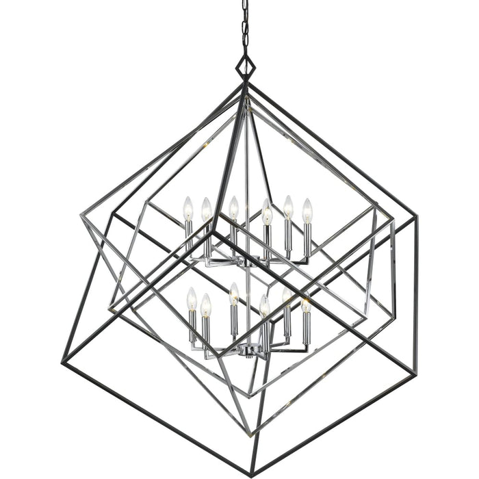 Euclid Chrome Matte Black Chandelier - Chandeliers