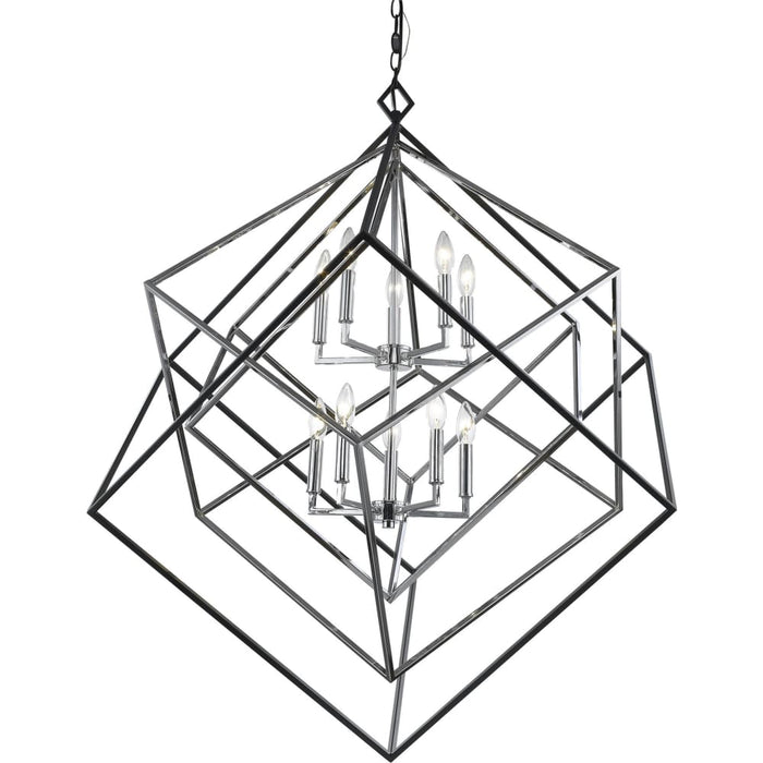 Euclid Chrome Matte Black Chandelier - Chandeliers