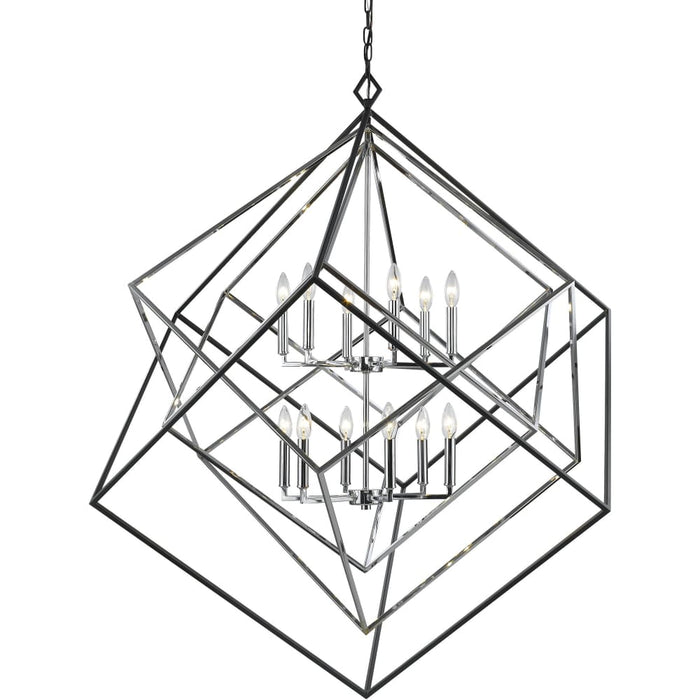 Euclid Chrome Matte Black Chandelier - Chandeliers