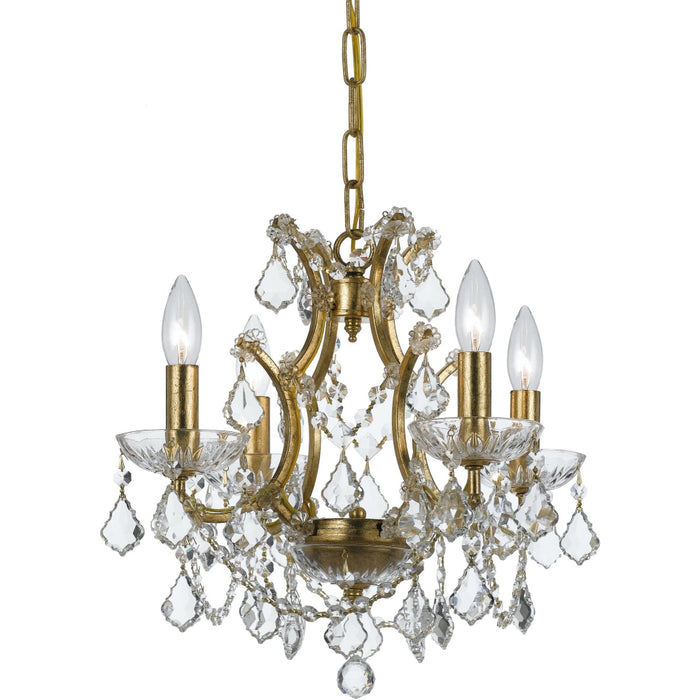 Filmore 4 Light Crystal Antique Gold Mini-Chandelier - Chandeliers
