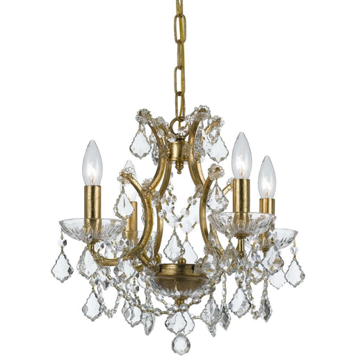 Filmore 4 Light Spectra Crystal Antique Gold Mini-Chandelier - Chandeliers
