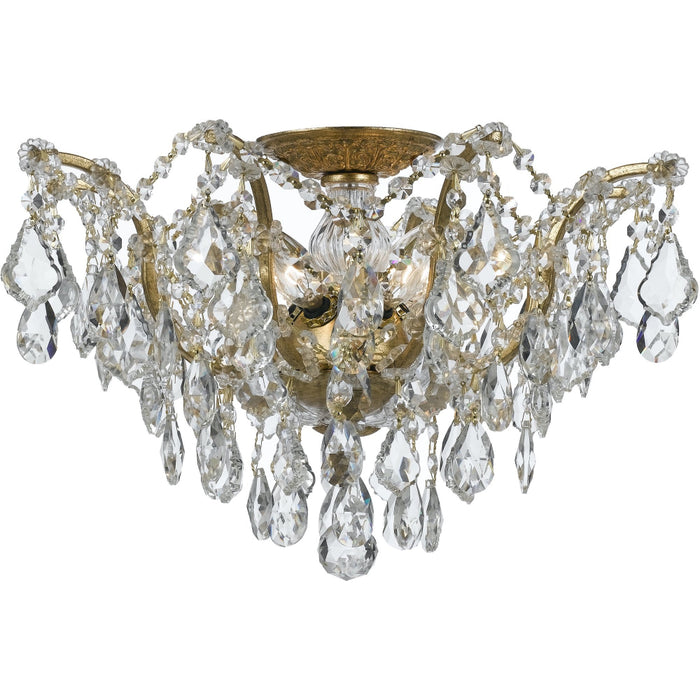 Filmore 5 Light Swarovski Strass Crystal Antique Gold Ceiling Mount - Ceiling Mount