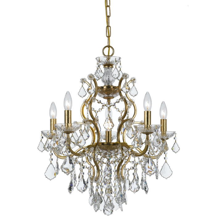 Filmore 6 Light Swarovski Strass Crystal Antique Gold Chandelier - Chandeliers