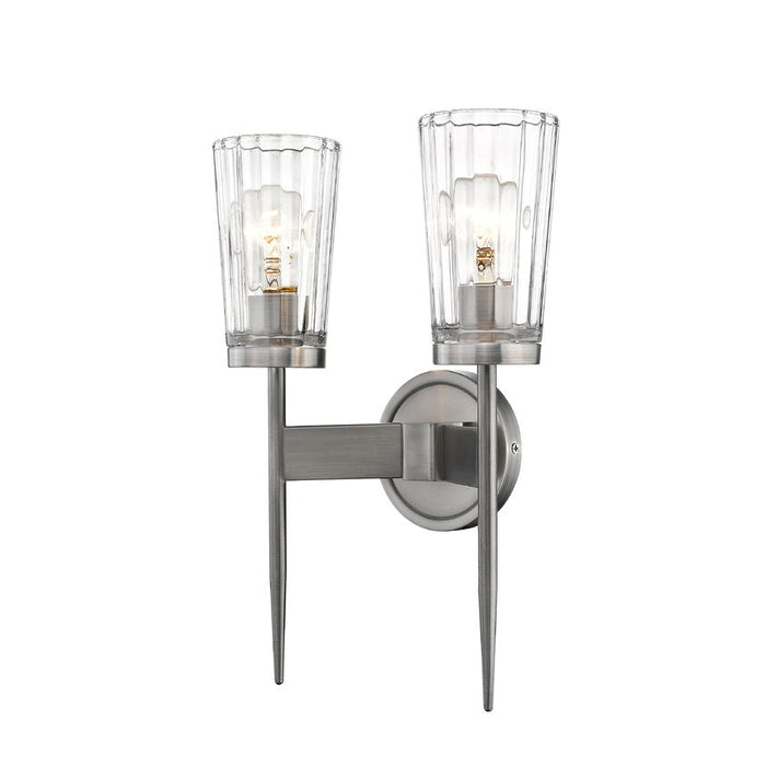 Flair Antique Nickel 2 Light Wall Sconce - Wall Sconces